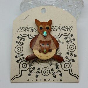NEW Australian Kangaroo Pin Aboriginal Designs Corkwood Dreaming